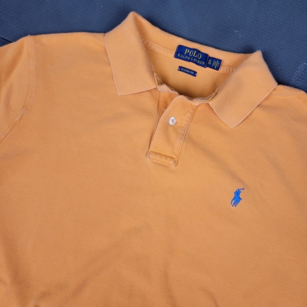 Ralph Lauren Polo Orange Short Sleeve Shirt Pony Logo Men's XL Classic Fit